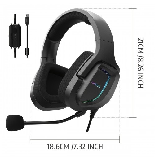 AIHOOR Wired Esports Headset With 7.1 Surround Sound, Detachable Mic, In-Line Volume & Mute Control, RGB LED Lights, Breathable Foam Ear Cushions, Over-Ear Headphone For PC, PS4/PS5 (USB Interface) AIHOOR Wired Esports Headset With 7.1 Surround Sound, Detachable Mic, In-Line Volume & Mute Control, RGB LED Lights, Breathable Foam Ear Cushions, Over-Ear Headphone For PC, PS4/PS5 (USB Interface)