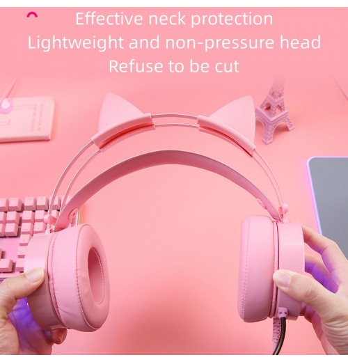DAREU Pink Gaming Headset, Cute Cat Ear Headset With Mic, LED Light, 7.1 Surround Sound, USB Headphones For Computer Laptop Mac PS4 PS5 DAREU Pink Gaming Headset, Cute Cat Ear Headset With Mic, LED Light, 7.1 Surround Sound, USB Headphones For Computer Laptop Mac PS4 PS5