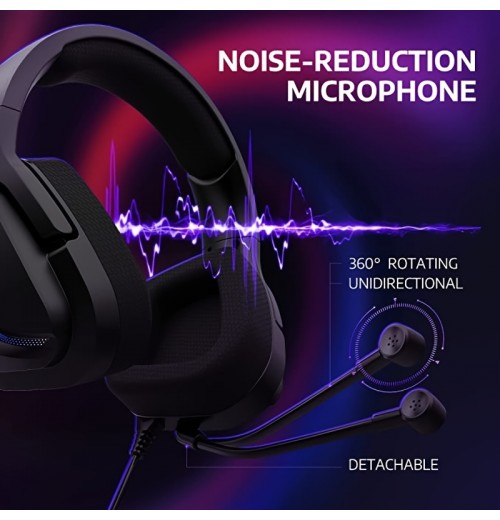 AIHOOR Wired Esports Headset With 7.1 Surround Sound, Detachable Mic, In-Line Volume & Mute Control, RGB LED Lights, Breathable Foam Ear Cushions, Over-Ear Headphone For PC, PS4/PS5 (USB Interface) AIHOOR Wired Esports Headset With 7.1 Surround Sound, Detachable Mic, In-Line Volume & Mute Control, RGB LED Lights, Breathable Foam Ear Cushions, Over-Ear Headphone For PC, PS4/PS5 (USB Interface)